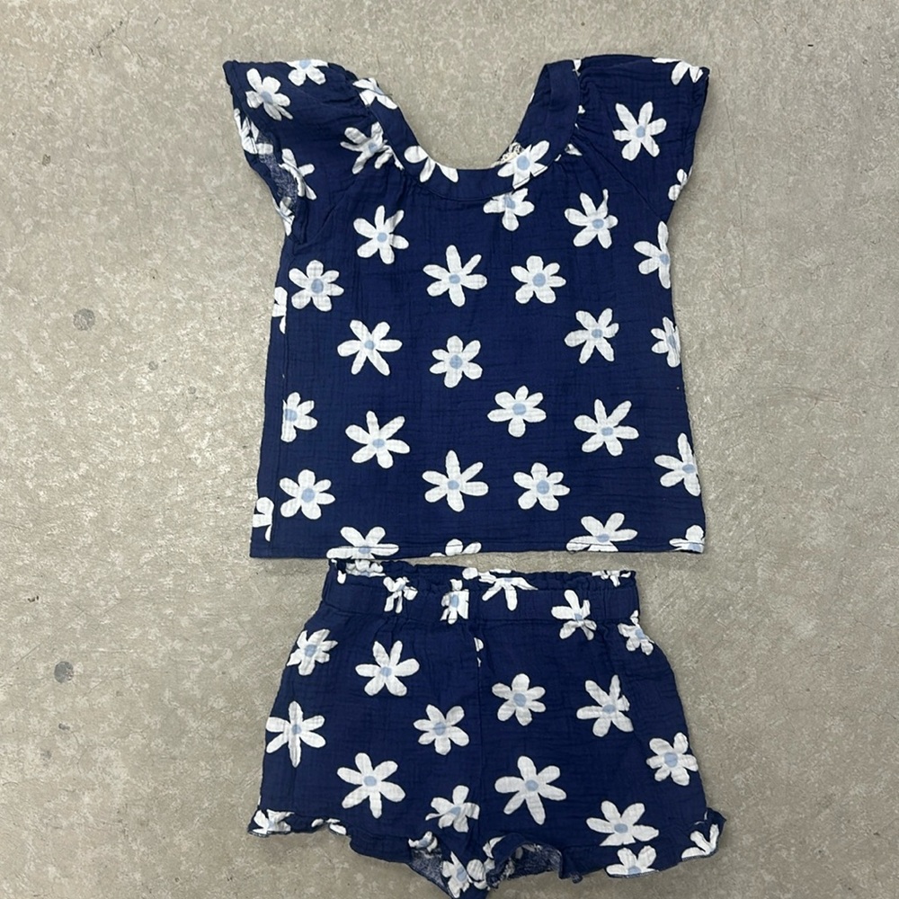 Btween blue daisy ruffle two piece set 8